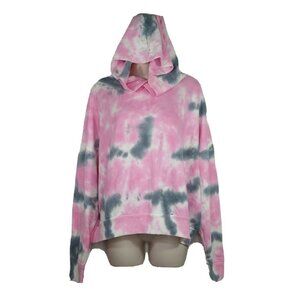 So Lounge Life Tie Dye Hoodie Pullover Sweatshirt Women Juniors Size S Pink Gray